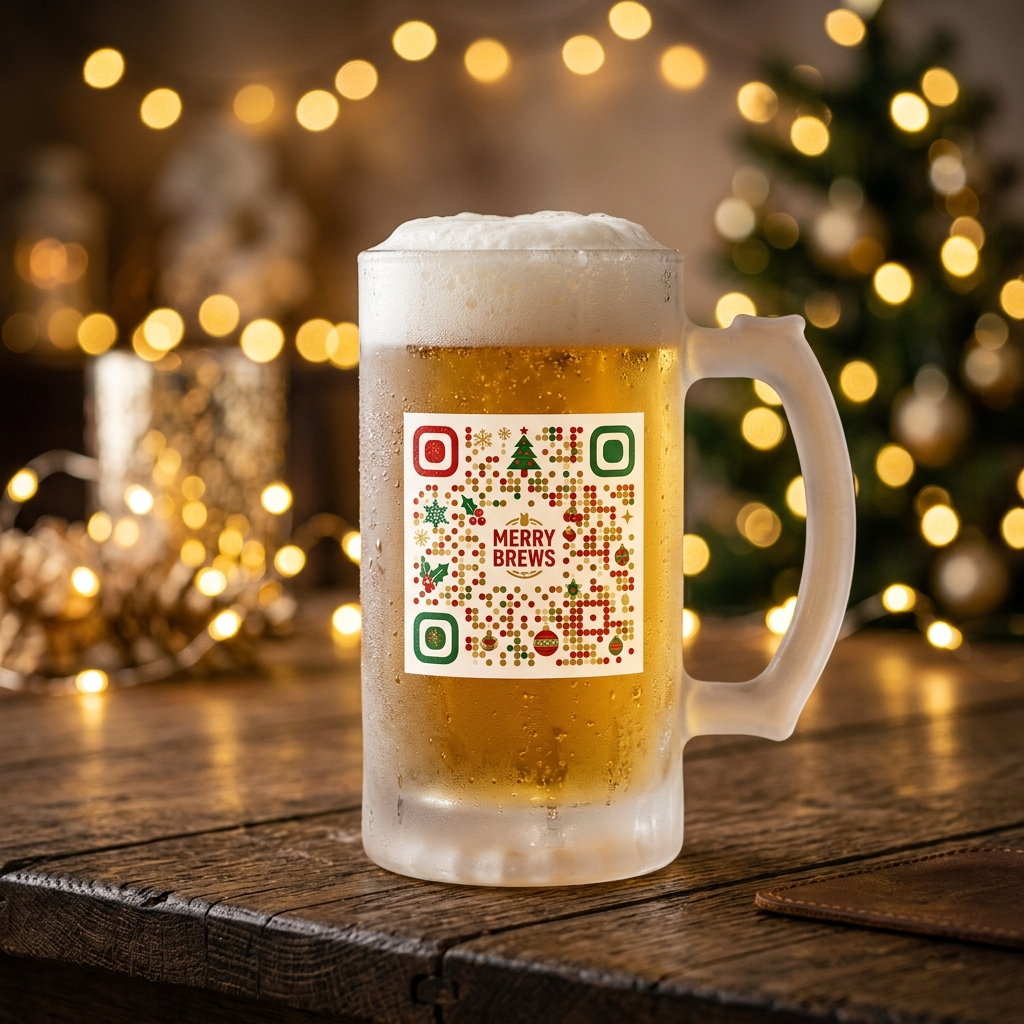 GiftUnlock personalized memory frosted beer mug with artistic QR code